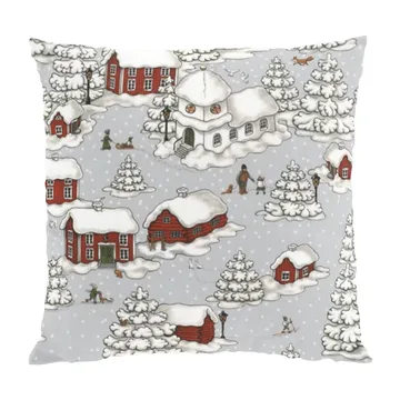 Timmerbyn kussenhoes 47x47 cm - Grijs-rood - Arvidssons Textil
