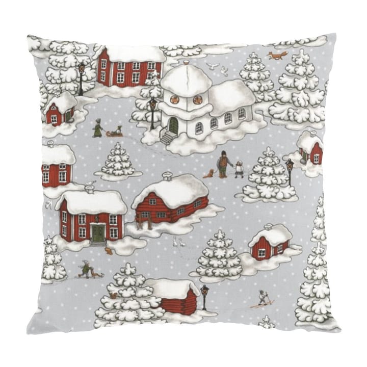 Timmerbyn kussenhoes 47x47 cm - Grijs-rood - Arvidssons Textil