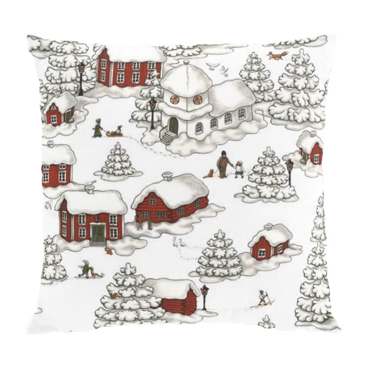 Timmerbyn kussenhoes 47x47 cm - Offwhite-grijs-rood - Arvidssons Textil