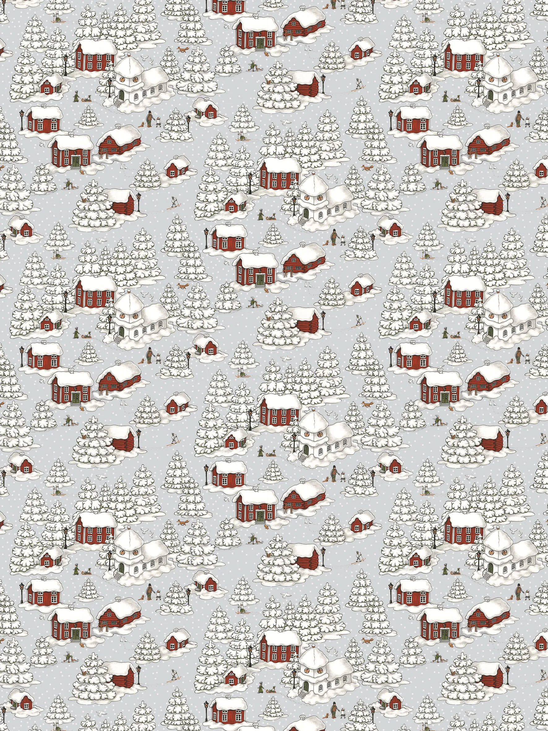 Timmerbyn stof, Grijs-rood Arvidssons Textil