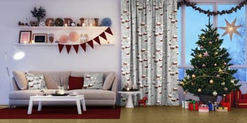 Timmerbyn stof - Grijs-rood - Arvidssons Textil