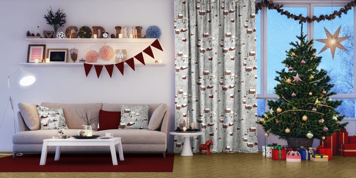 Timmerbyn stof, Grijs-rood Arvidssons Textil