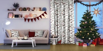 Timmerbyn stof - Offwhite-grijs-rood - Arvidssons Textil