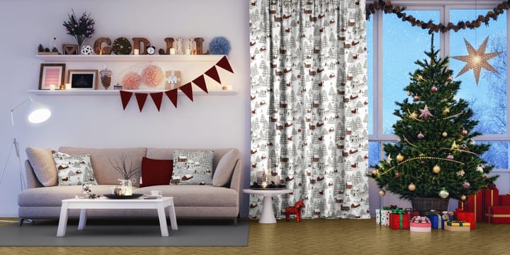 Timmerbyn stof, Offwhite-grijs-rood Arvidssons Textil