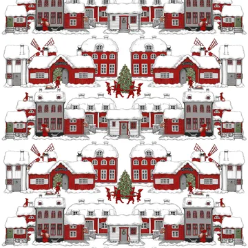 Tomteboda stof - Off white-rood - Arvidssons Textil