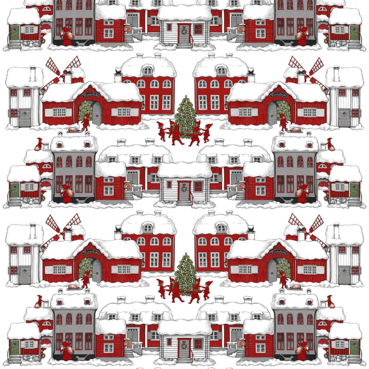 Tomteboda stof - Off white-rood - Arvidssons Textil