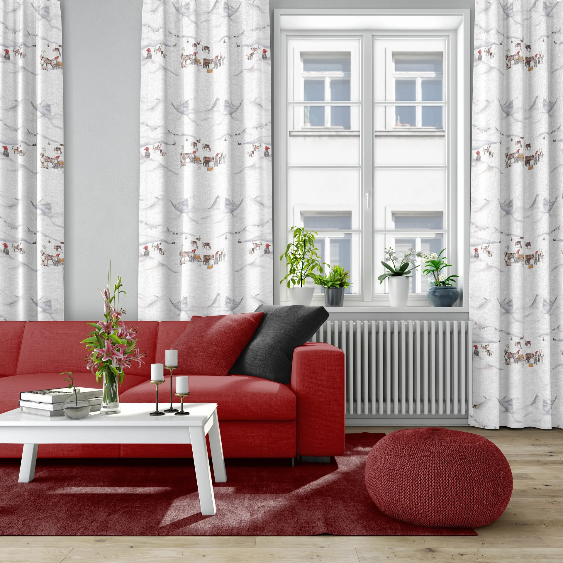 Tomteland stof, Offwhite-grijs Arvidssons Textil