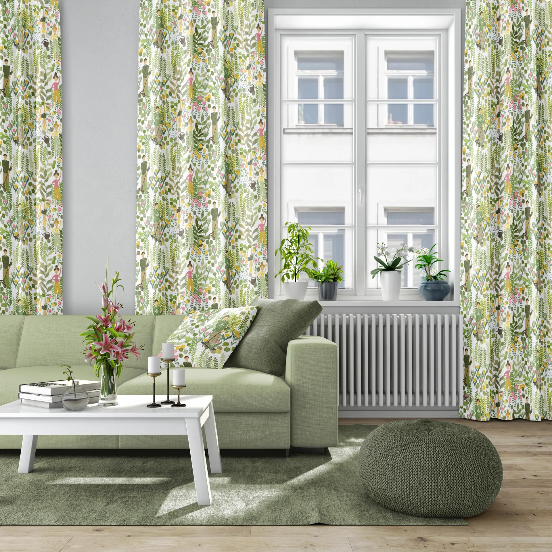 Trädgård kussenhoes 47x47 cm, Groen Arvidssons Textil