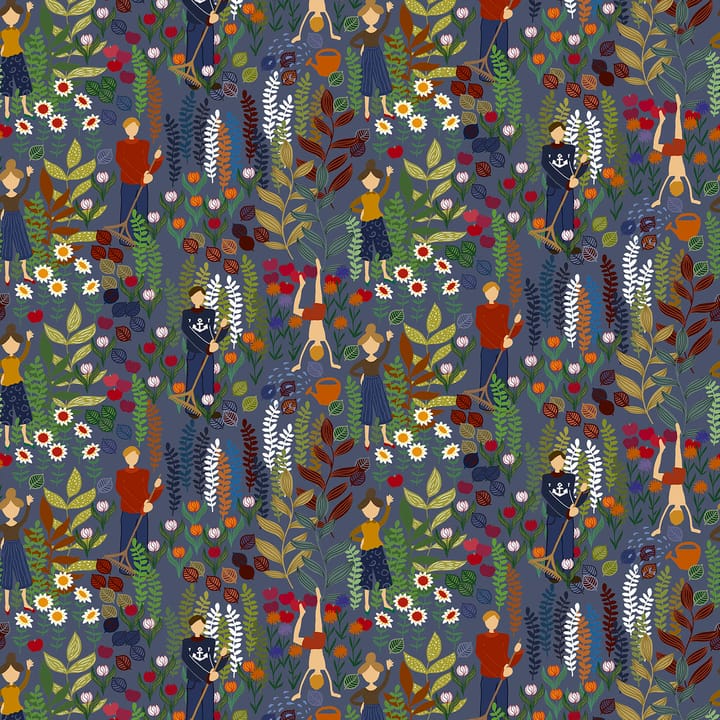 Trädgård stof - Blauw - Arvidssons Textil