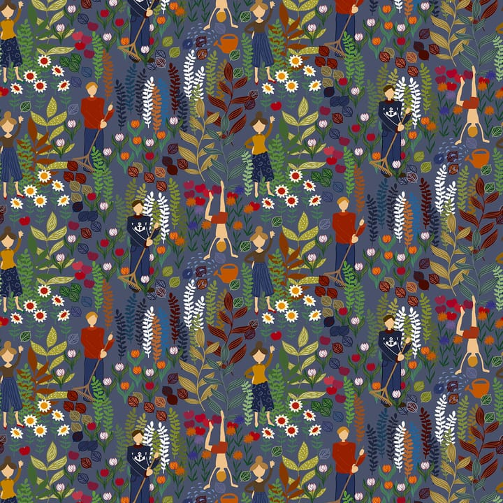 Trädgård stof - Blauw - Arvidssons Textil