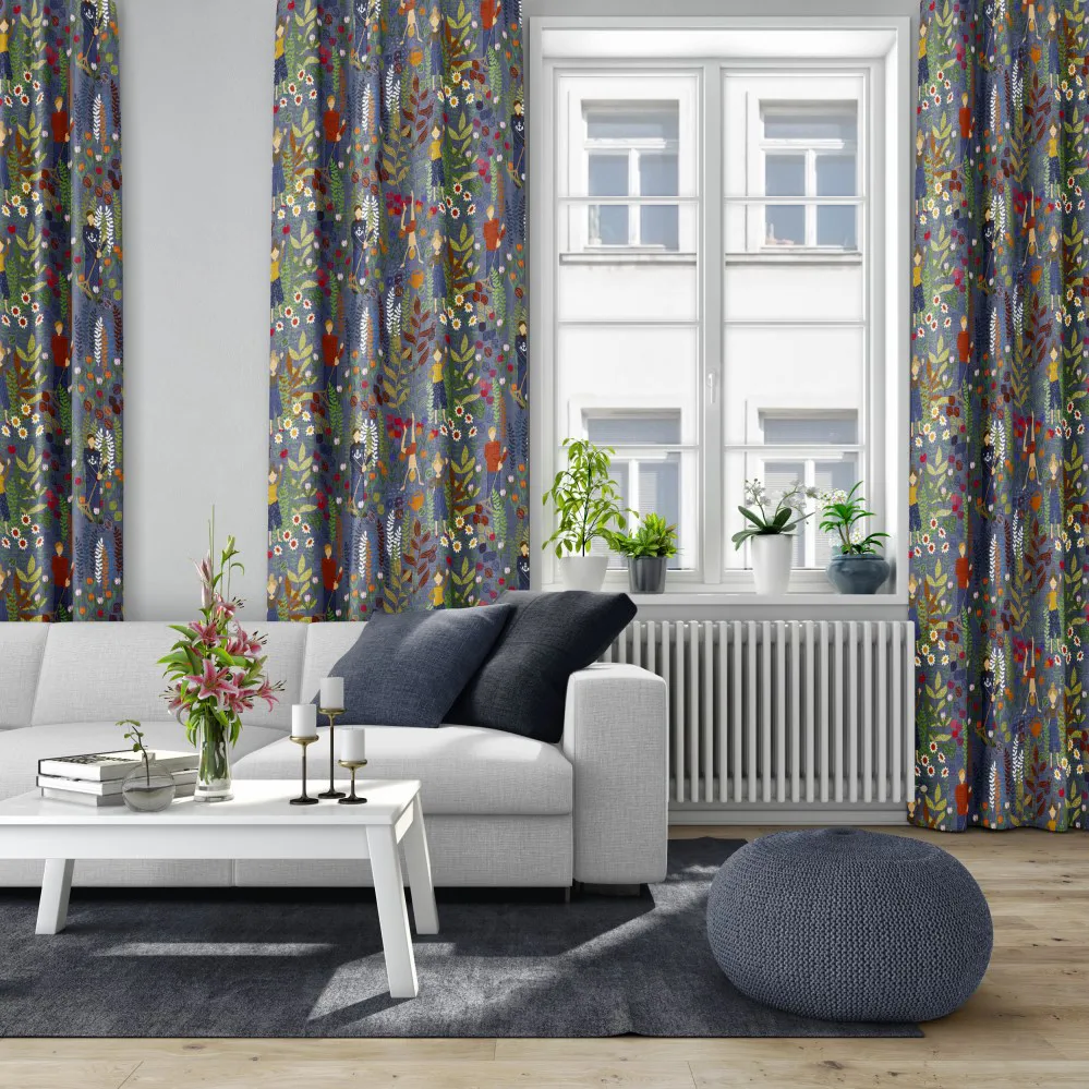 Trädgård stof, Blauw Arvidssons Textil