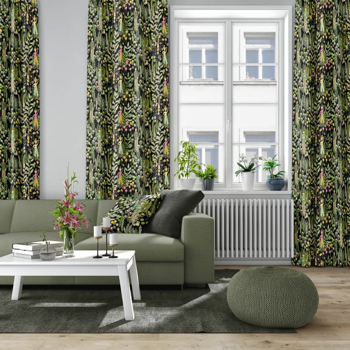 Trädgård stof - Zwart-groen - Arvidssons Textil