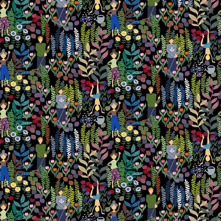 Trädgård stof - zwart - Arvidssons Textil
