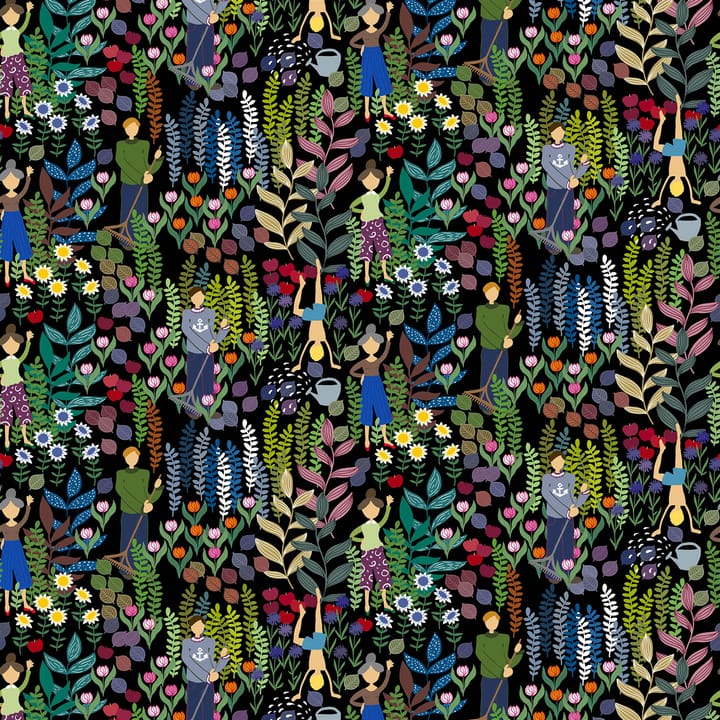 Trädgård stof - zwart - Arvidssons Textil