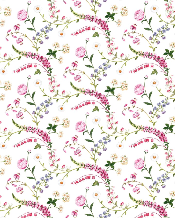 Trädgårdsblom stof - Roze - Arvidssons Textil