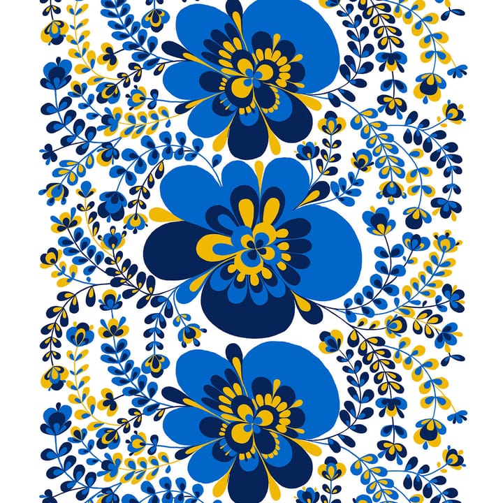 Viveka stof - Blauw-geel - Arvidssons Textil