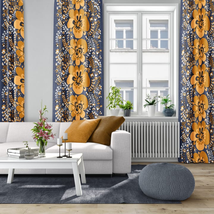 Viveka stof - Oranje-blauw - Arvidssons Textil