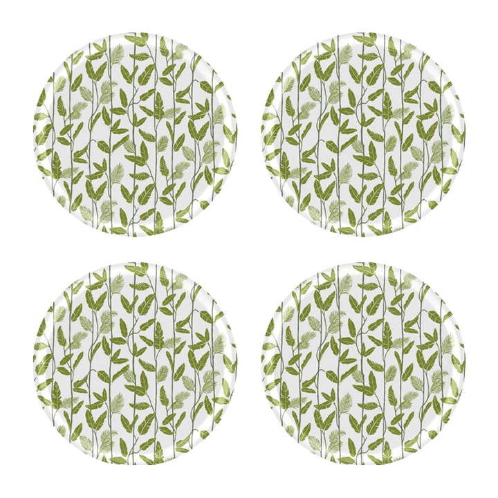Mougli Green glasonderzetter Ø11 cm 4-pack - Green-white - Åry Home
