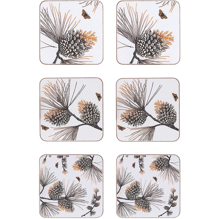 Pine Cone onderzetter (glazen) 6-pack - Cotton white - Åry Home