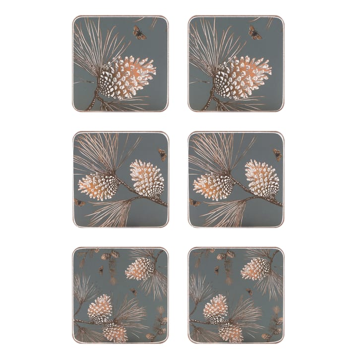 Pine Cone onderzetter (glazen) 6-pack - moss grey - Åry Home