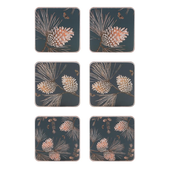 Pine Cone onderzetter (glazen) 6-pack - thunder - Åry Home