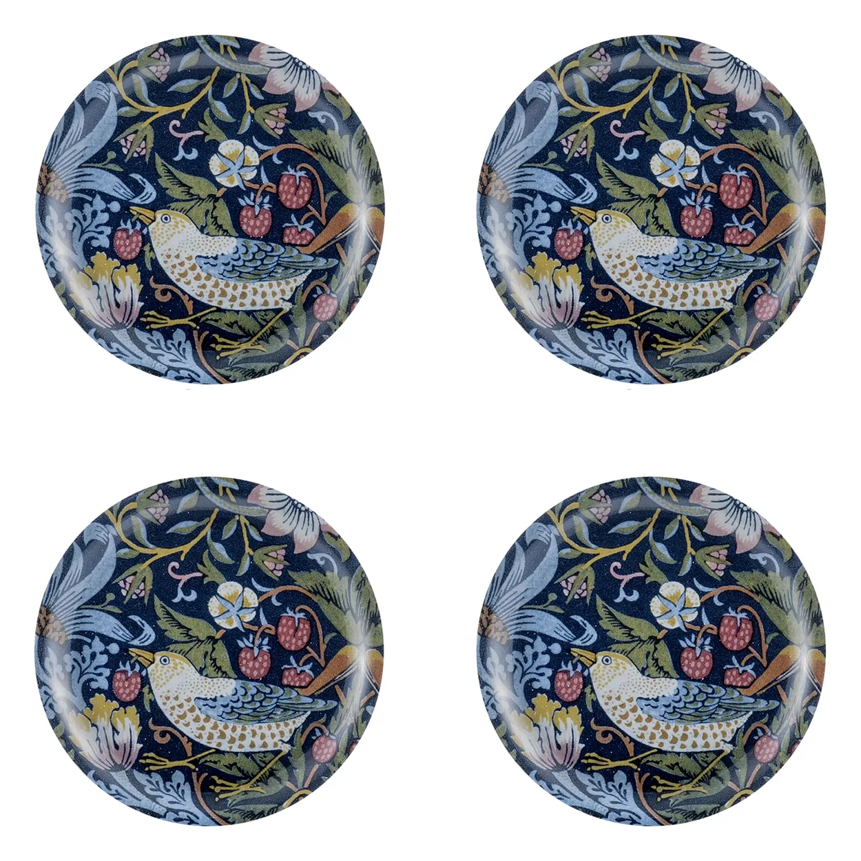 Åry Home Strawberry Thief onderzetter (glazen) 4-pack o 11 cm.