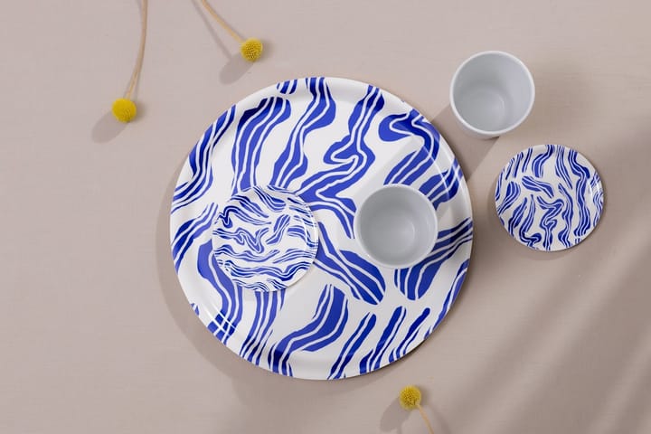 Sudd dienblad Ø38 cm, Blue-white Åry Home