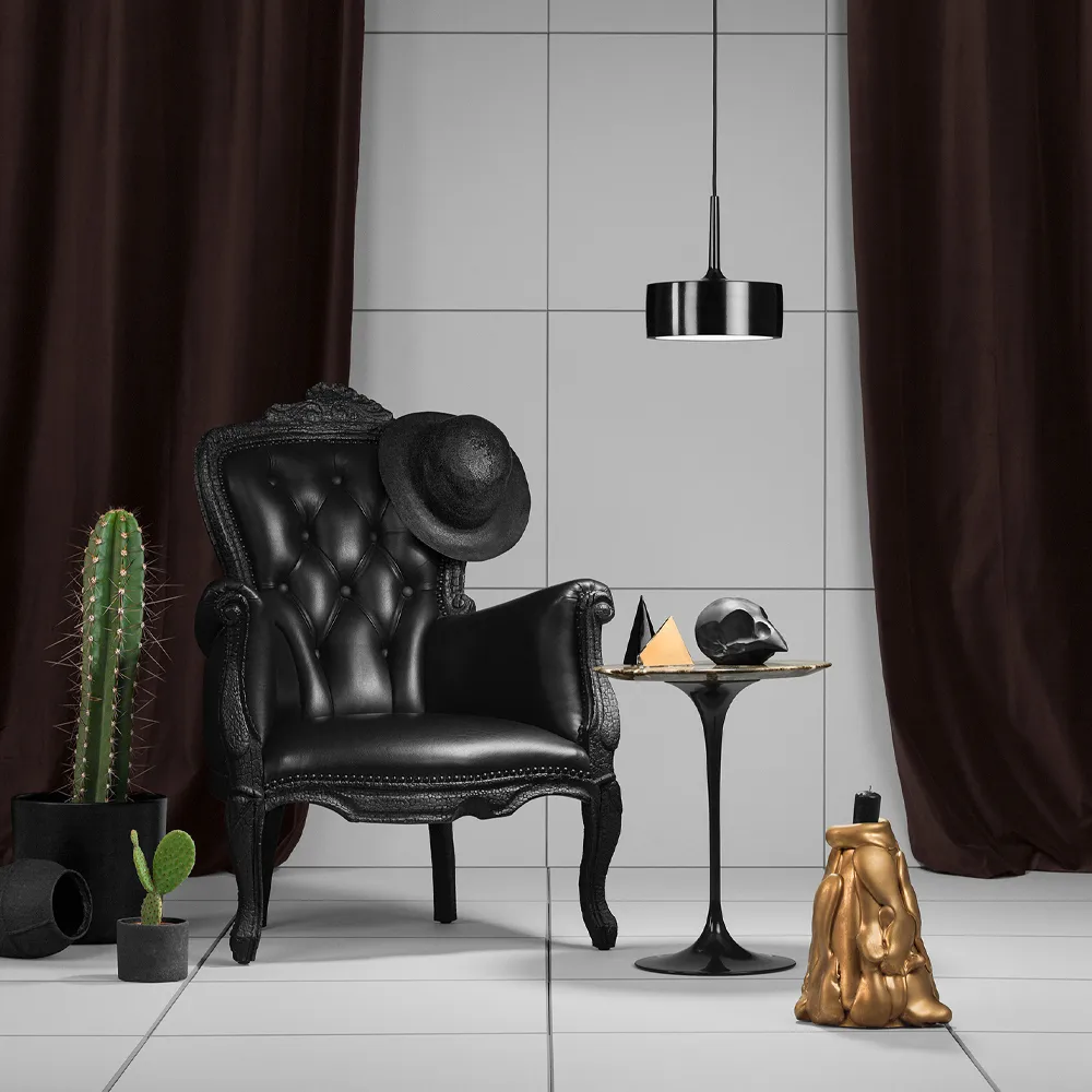 Riff Puck hanglamp, zwart, medium, led Ateljé Lyktan