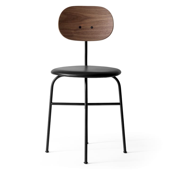 Afteroom eetstoel zwarte poten leren zitting - Walnut-20296 Pitch Black - Audo Copenhagen