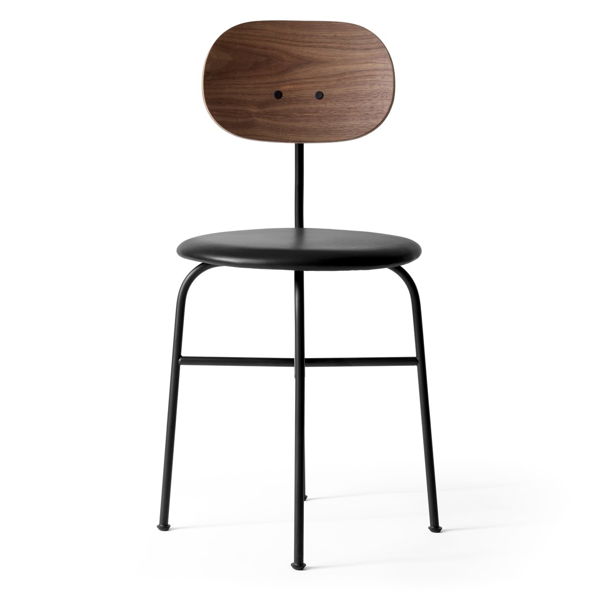 Audo Copenhagen Afteroom eetstoel zwarte poten leren zitting Walnut-20296 Pitch Black