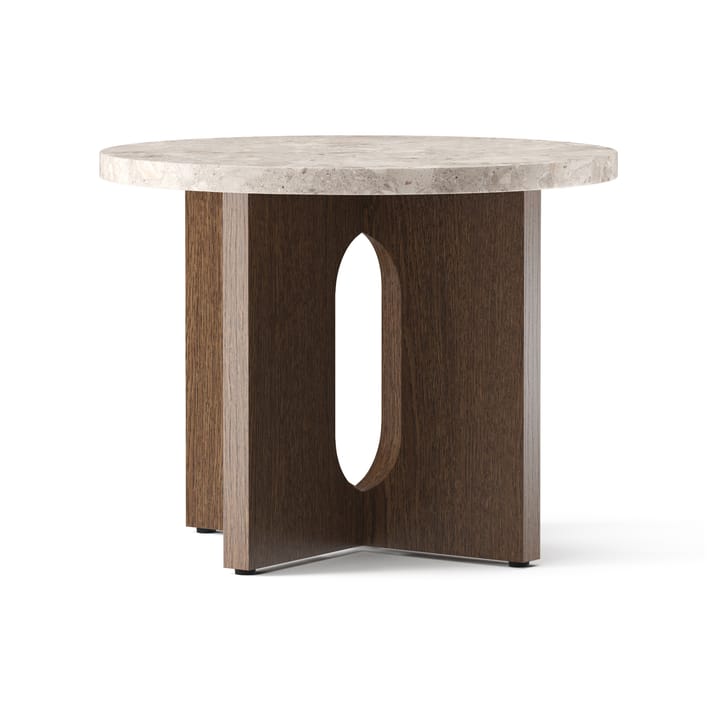 Androgyne bijzettafel Ø50 cm donkergebeitst eiken, Kunis Breccia-tafelblad Audo Copenhagen