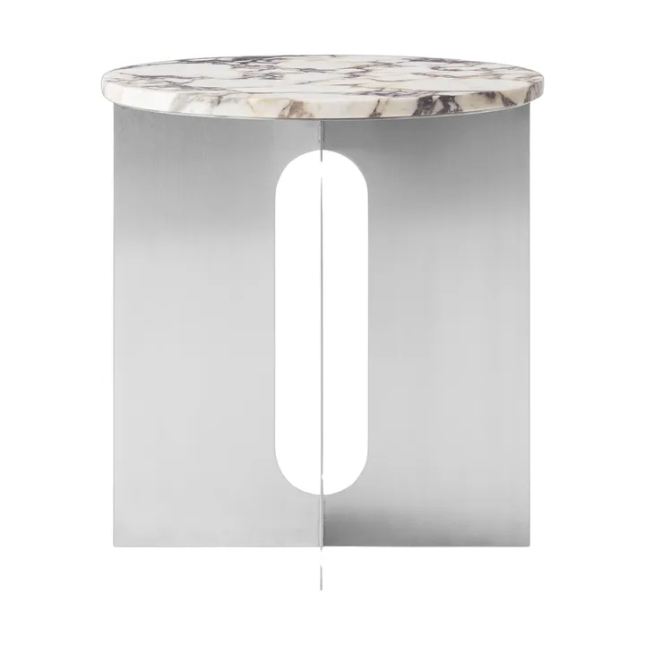 Androgyne Bijzettafel - Calacatta Viola marmer-geborsteld staal, Ø42 cm - Audo Copenhagen