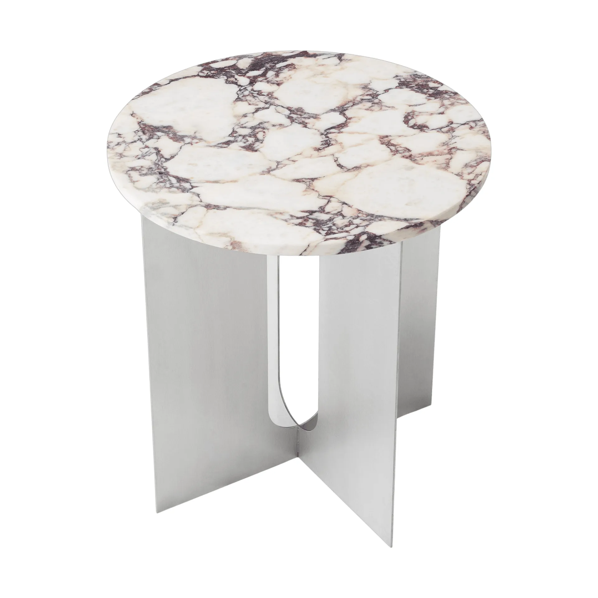 Androgyne Bijzettafel, Calacatta Viola marmer-geborsteld staal, Ø42 cm Audo Copenhagen