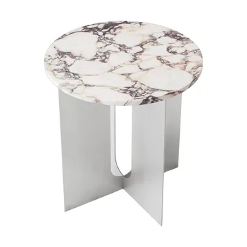 Androgyne Bijzettafel - Calacatta Viola marmer-geborsteld staal, Ø42 cm - Audo Copenhagen