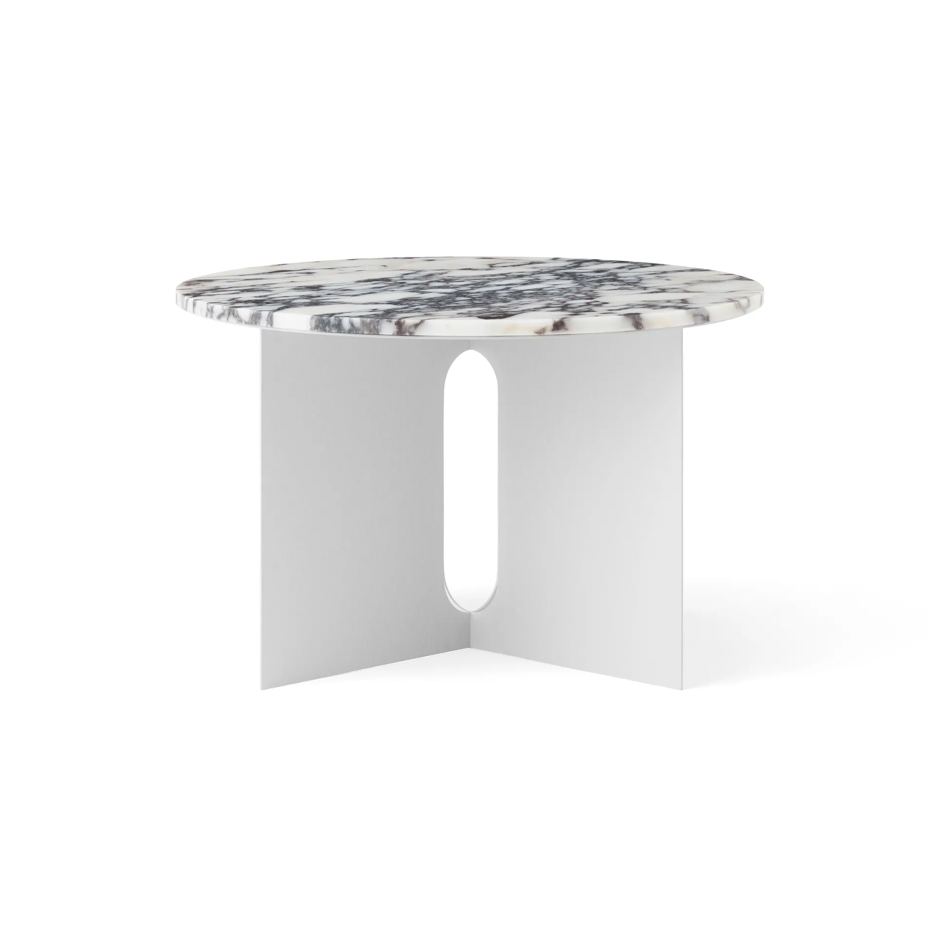 Androgyne Bijzettafel, Calacatta Viola marmer-geborsteld staal, Ø65 cm Audo Copenhagen