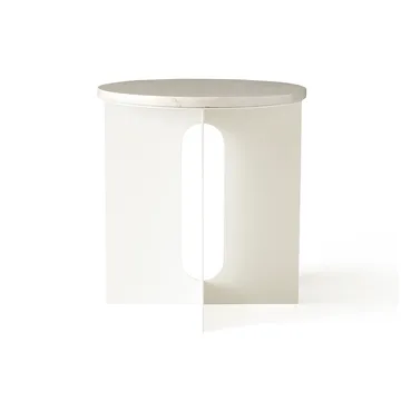 Androgyne Bijzettafel - Calacatta Viola marmer-ivory staal, Ø42 cm - Audo Copenhagen