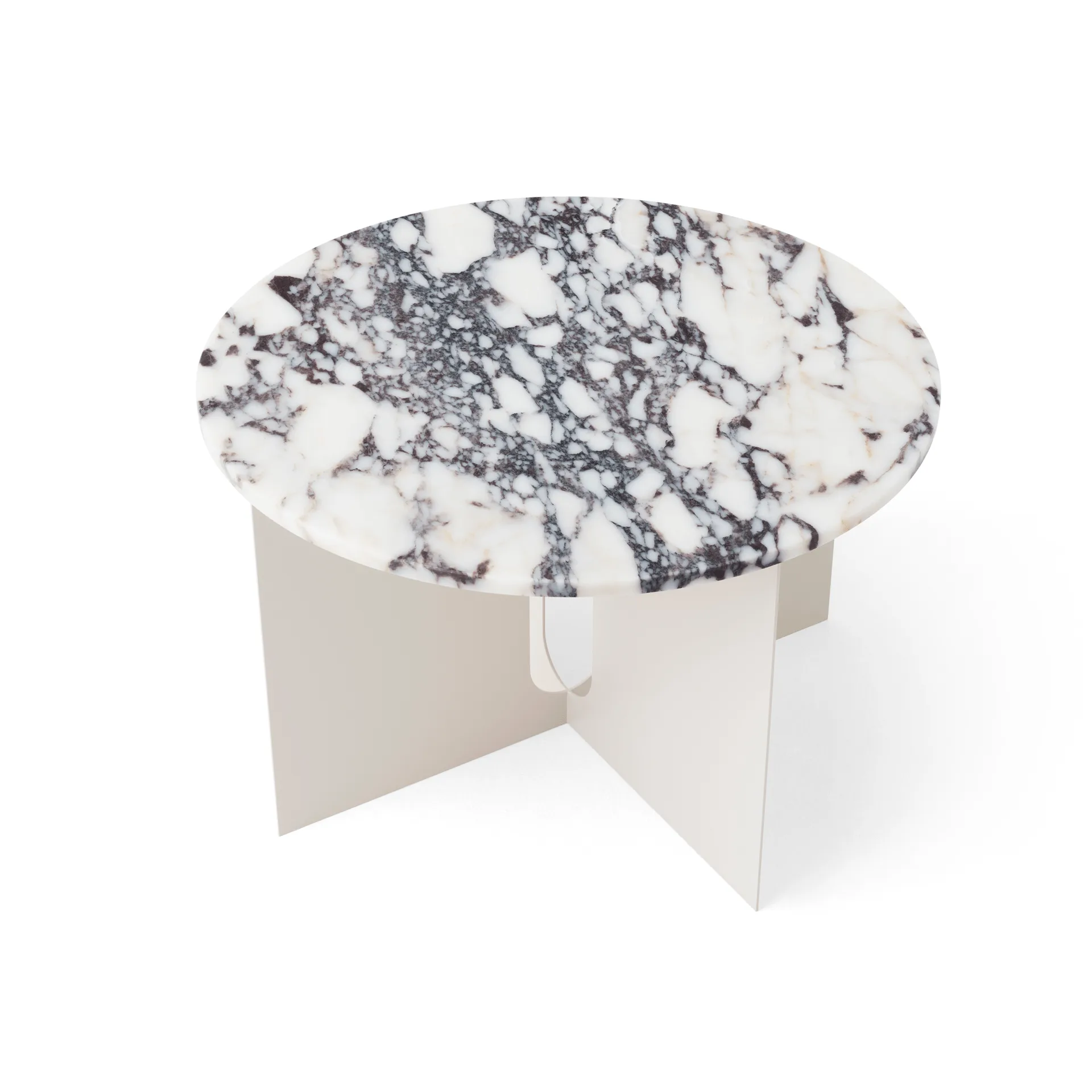 Androgyne Bijzettafel, Calacatta Viola marmer-ivory staal, Ø65 cm Audo Copenhagen