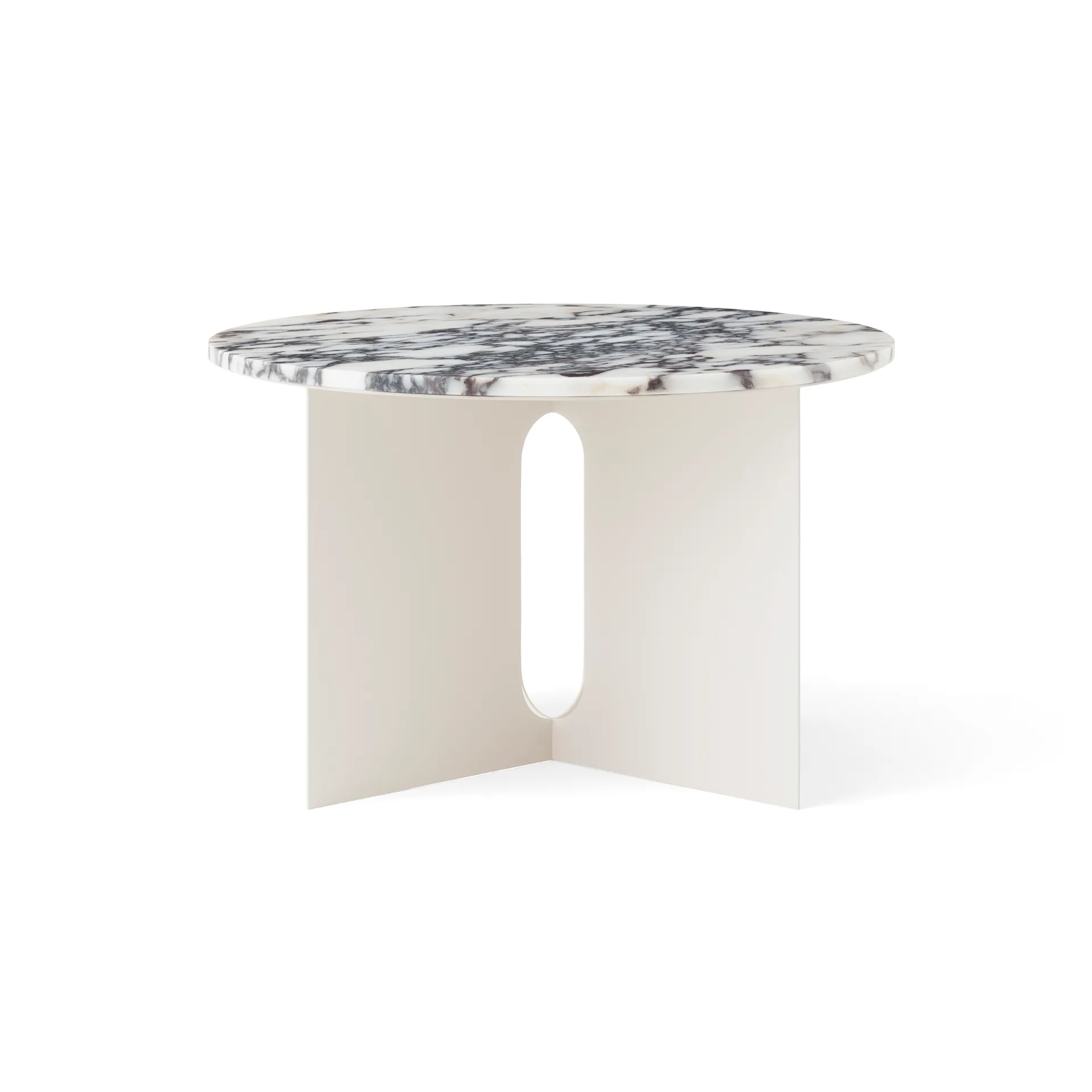 Androgyne Bijzettafel, Calacatta Viola marmer-ivory staal, Ø65 cm Audo Copenhagen