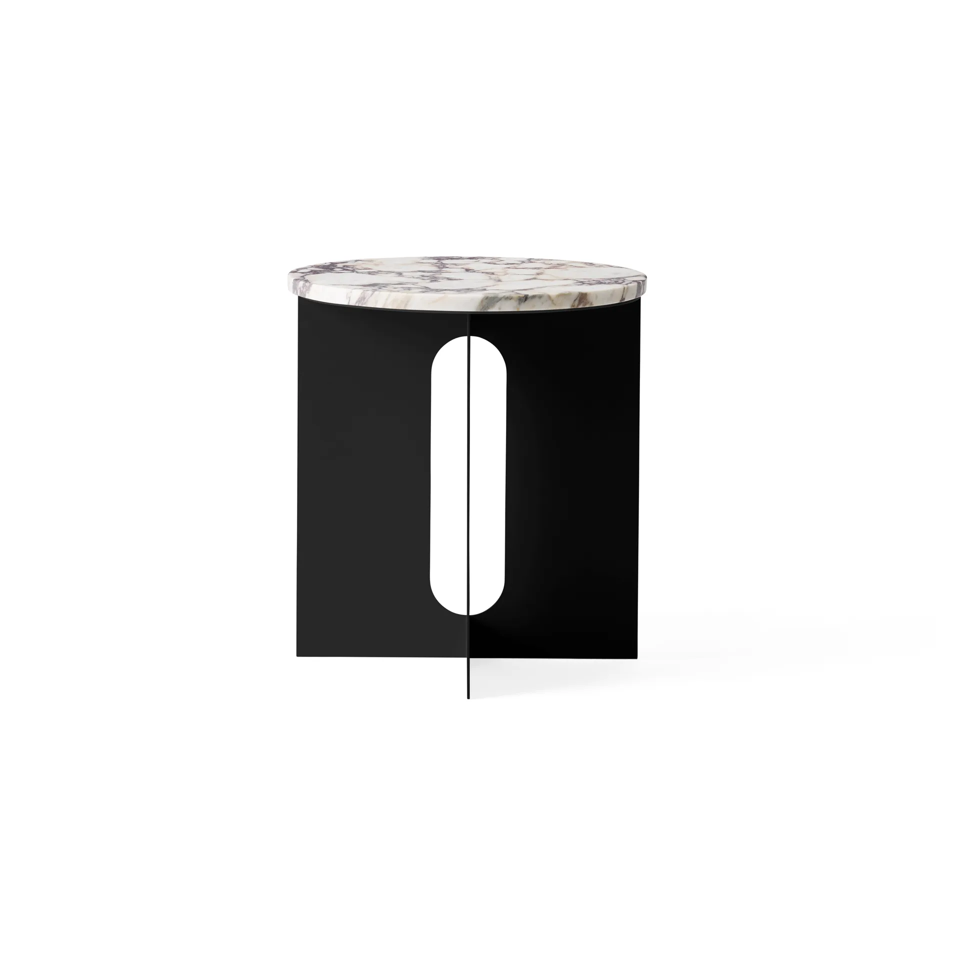 Androgyne Bijzettafel, Calacatta Viola marmer-zwart staal, Ø42 cm Audo Copenhagen