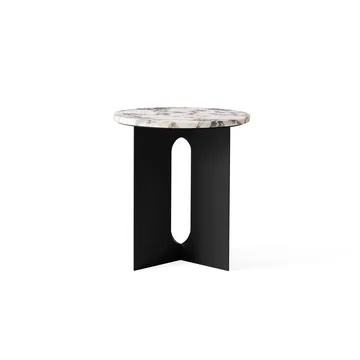 Androgyne Bijzettafel - Calacatta Viola marmer-zwart staal, Ø42 cm - Audo Copenhagen