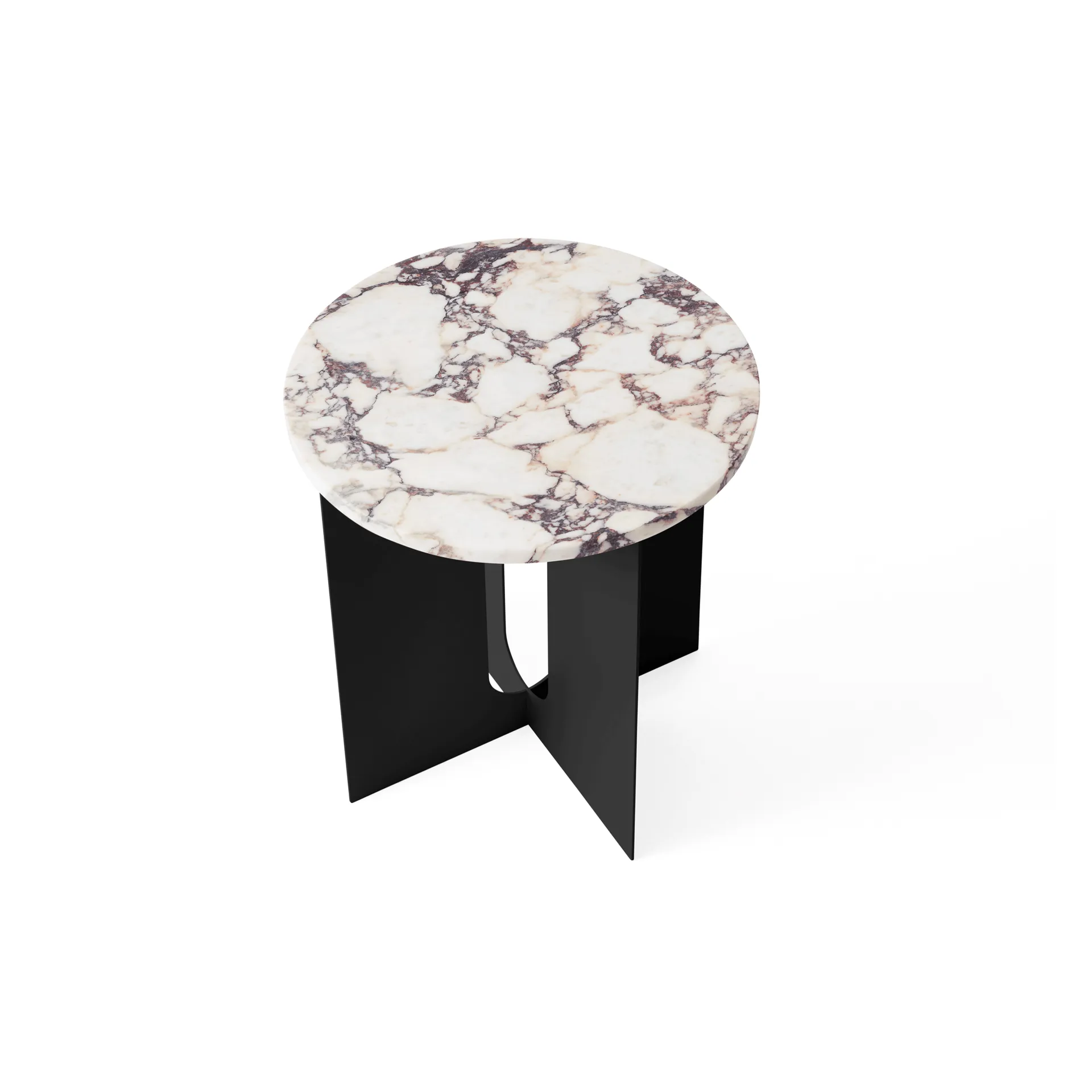 Androgyne Bijzettafel, Calacatta Viola marmer-zwart staal, Ø42 cm Audo Copenhagen