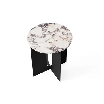 Androgyne Bijzettafel - Calacatta Viola marmer-zwart staal, Ø42 cm - Audo Copenhagen