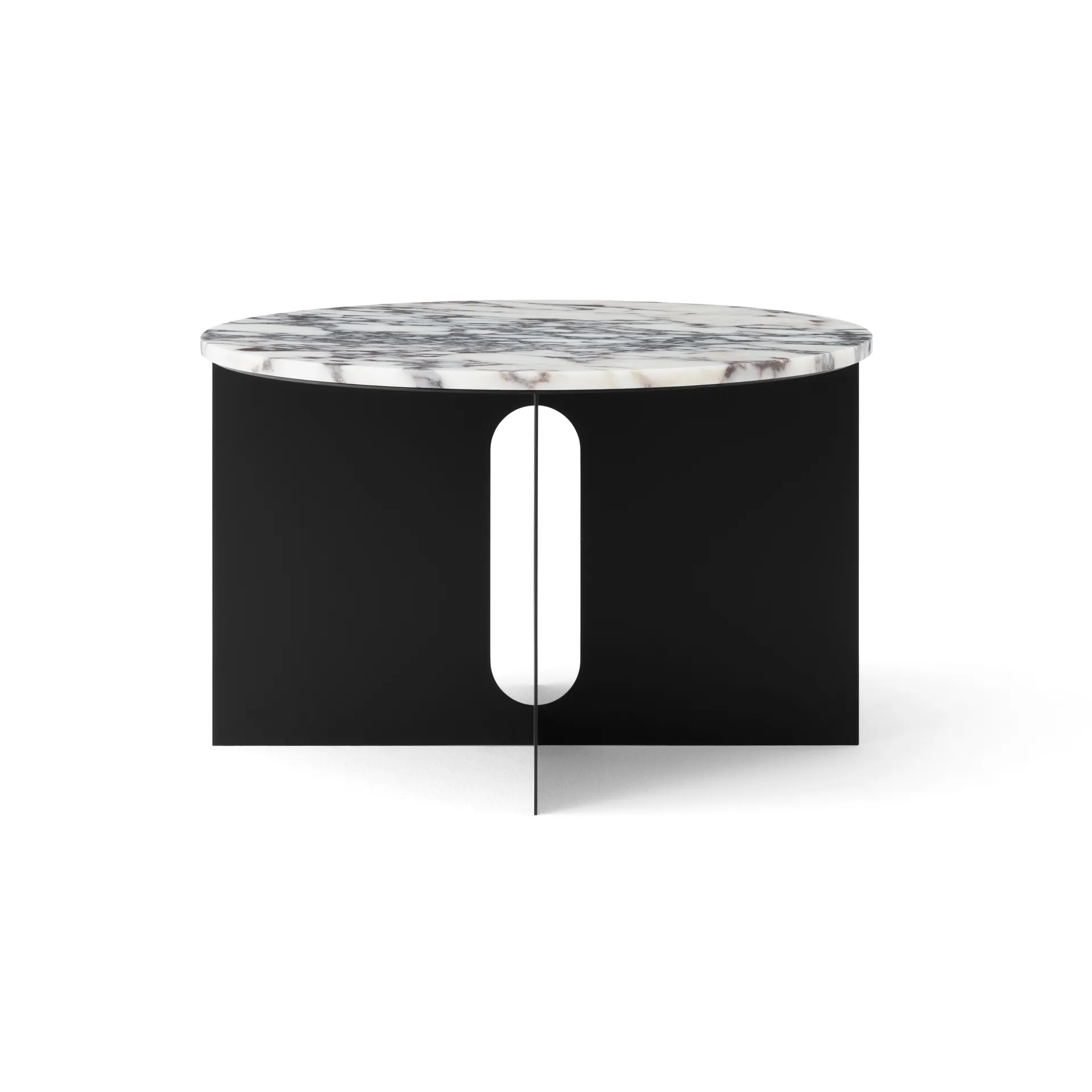Androgyne Bijzettafel, Calacatta Viola marmer-zwart staal, Ø65 cm Audo Copenhagen