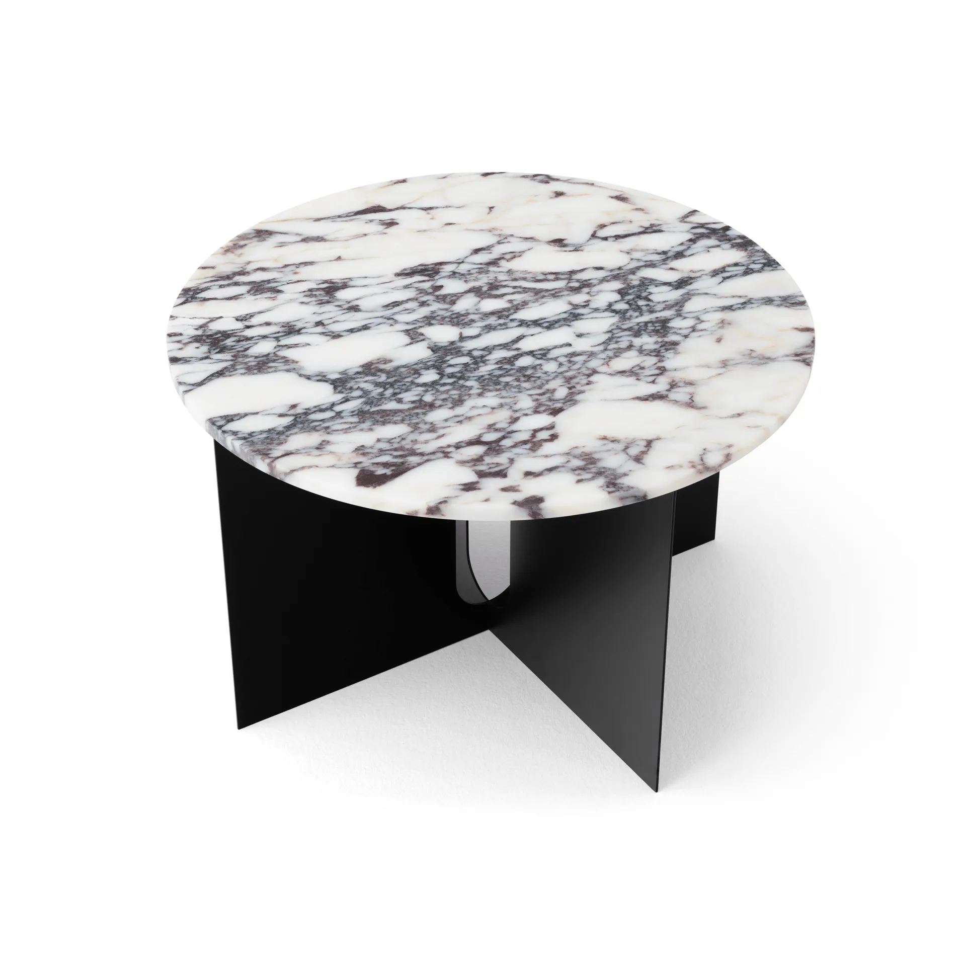 Androgyne Bijzettafel, Calacatta Viola marmer-zwart staal, Ø65 cm Audo Copenhagen