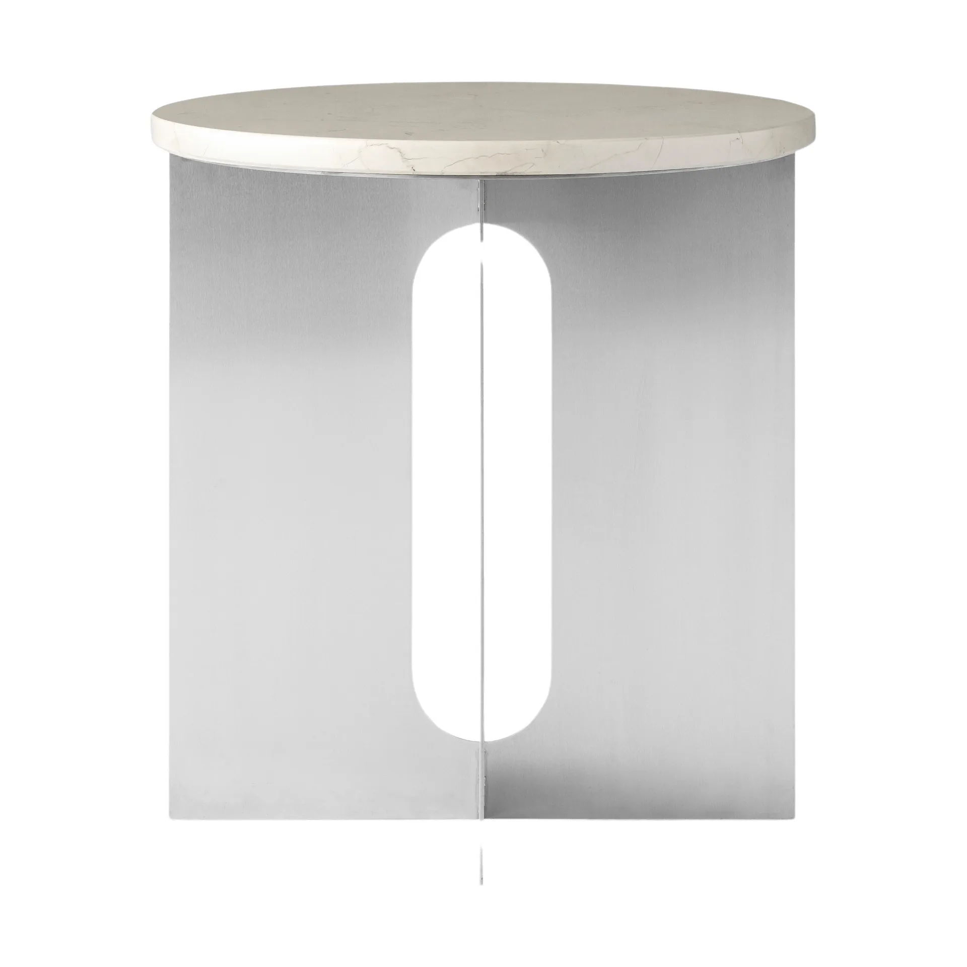 Androgyne Bijzettafel, Crystal Rose marmer-geborsteld staal, Ø42 cm Audo Copenhagen