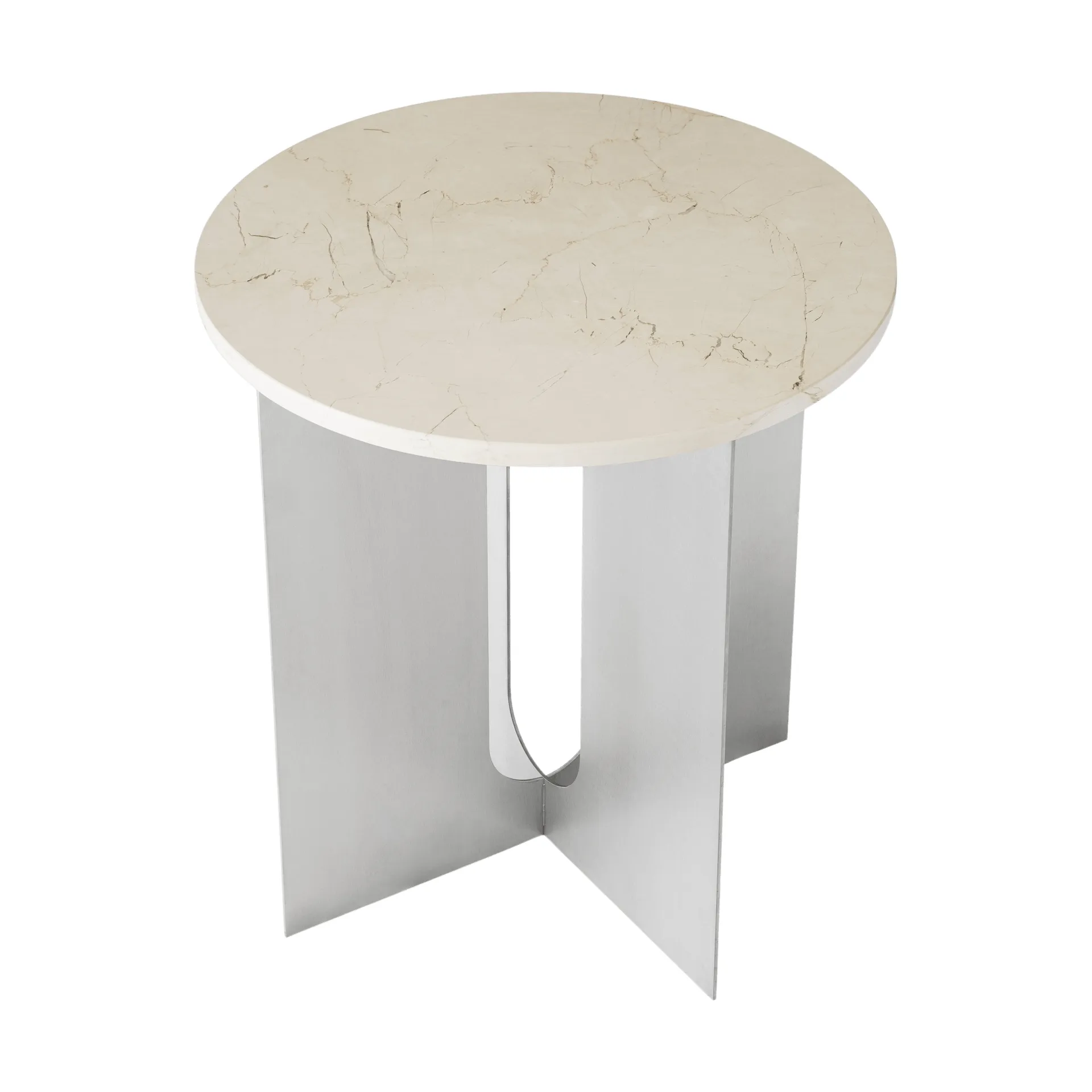 Androgyne Bijzettafel, Crystal Rose marmer-geborsteld staal, Ø42 cm Audo Copenhagen