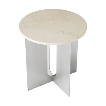 Androgyne Bijzettafel - Crystal Rose marmer-geborsteld staal, Ø42 cm - Audo Copenhagen
