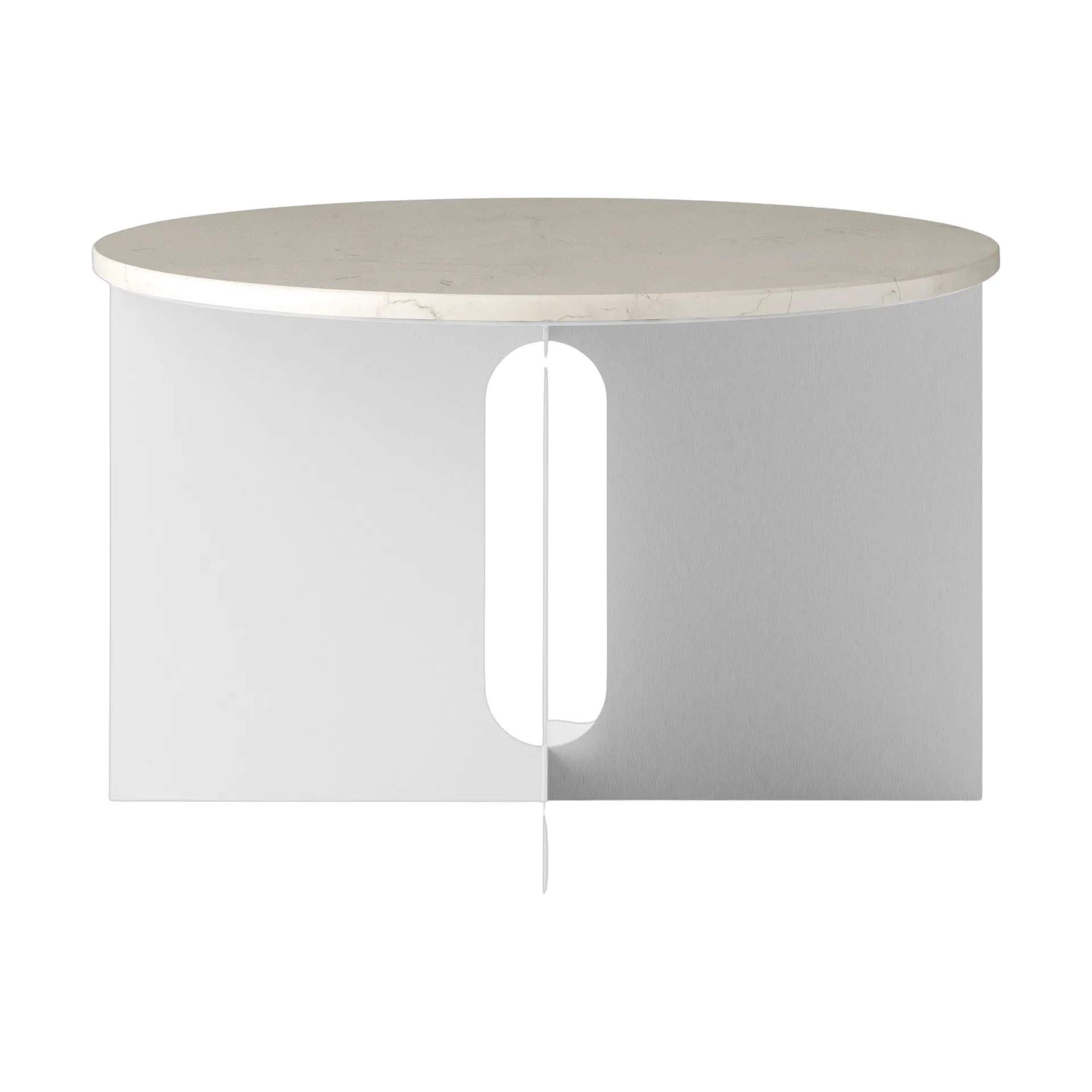 Androgyne Bijzettafel, Crystal Rose marmer-geborsteld staal, Ø65 cm Audo Copenhagen