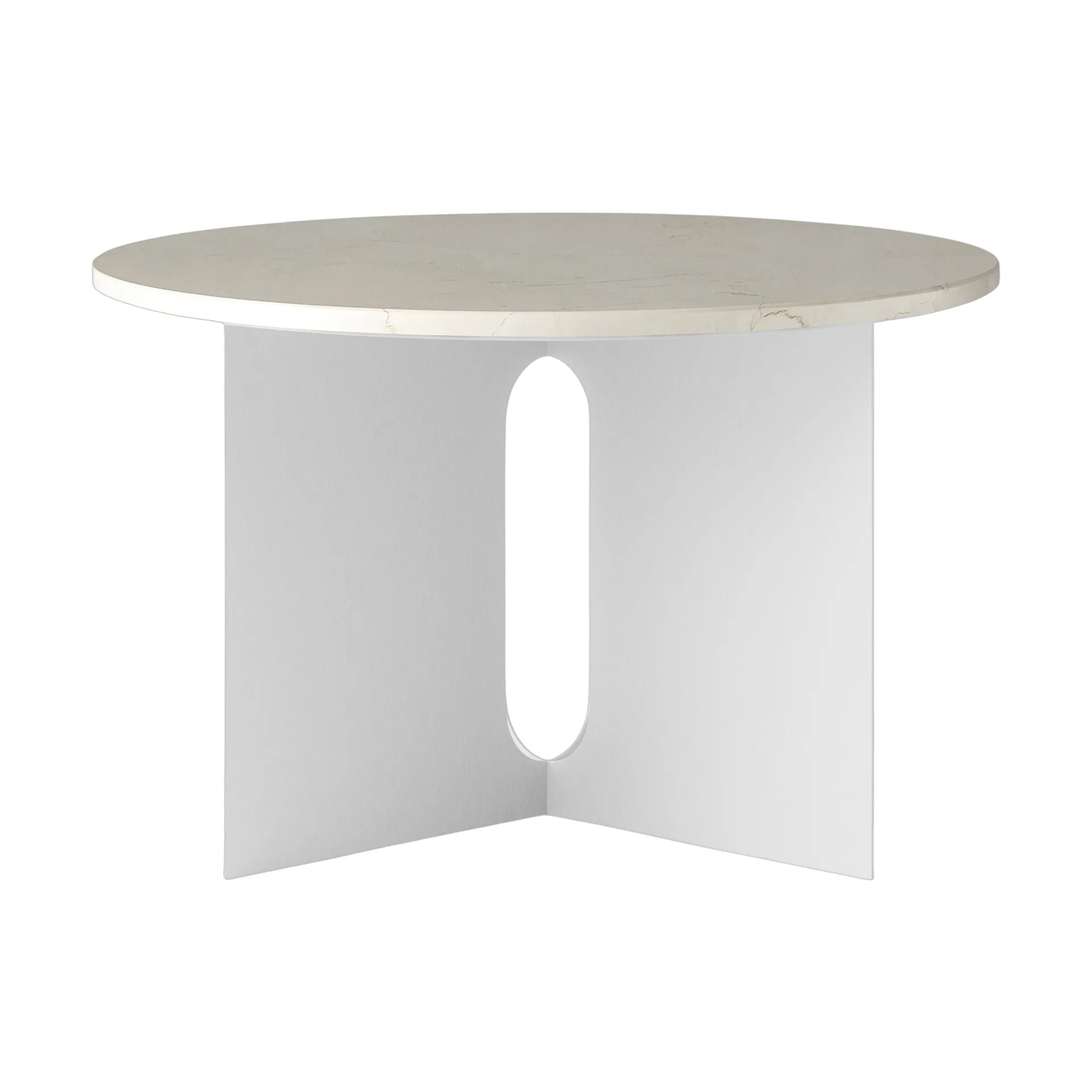 Androgyne Bijzettafel, Crystal Rose marmer-geborsteld staal, Ø65 cm Audo Copenhagen