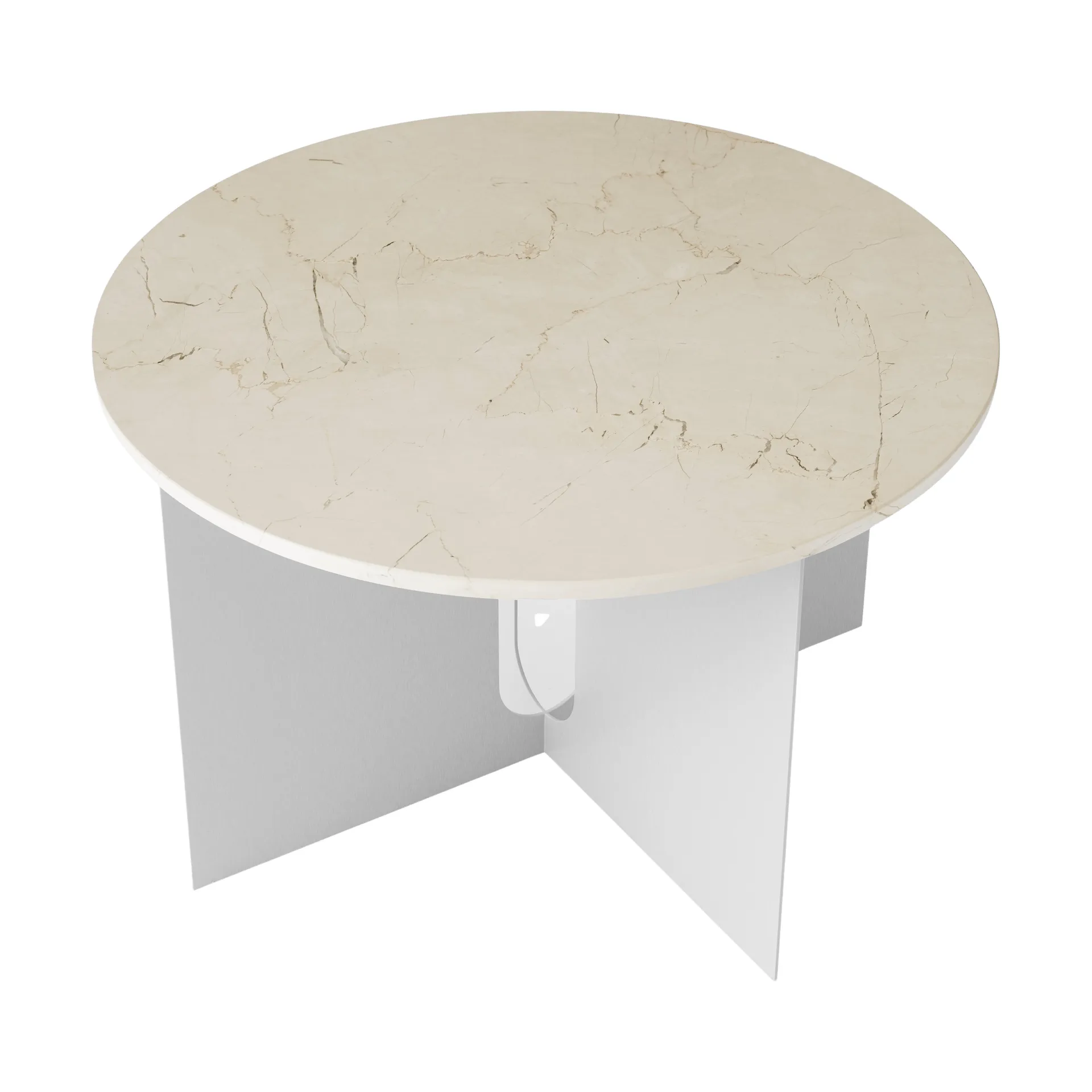 Androgyne Bijzettafel, Crystal Rose marmer-geborsteld staal, Ø65 cm Audo Copenhagen